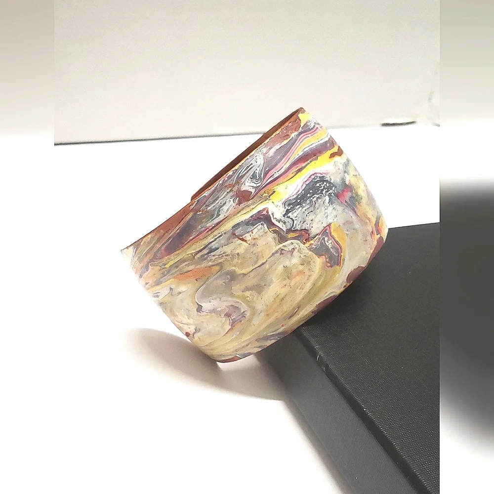 Hand Painted Acrylic Pour Painting Cuff Bracelet